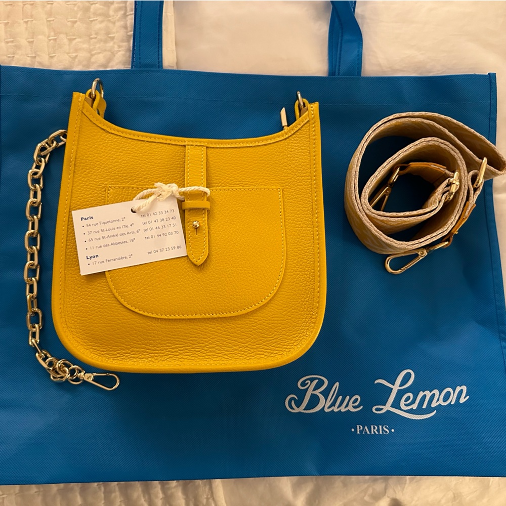 New yellow leather crossbody purse from Blue Lemon Paris
